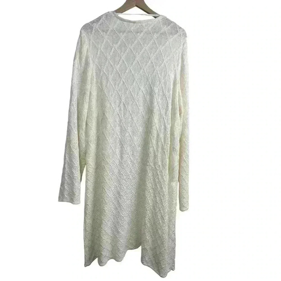 NWOT Cato Plus Ivory Breeze Diamond Lattice Duster Boho Cardigan | Size 18/20 - Picture 2 of 10